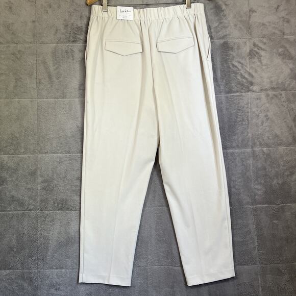 Nicole Miller Pants Women Large Cream Mid Rise Peg Leg Pullon Pockets Office NEW - Picture 4 of 12